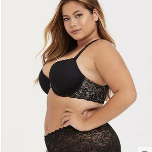 COPY - Torrid Size 40DD Black Microfiber Lace Push-Up Bra